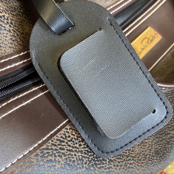 Vintage Oscar De La Renta | Faux Leather Pebbled Luggage Travel Bag - Picture 16 of 16